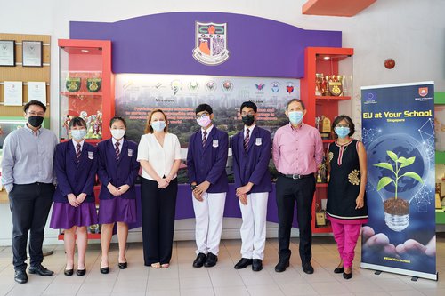 Ambassador Iwona Piórko with student leaders, senior teaching staff and principal of Queensway Secondary School.jpeg